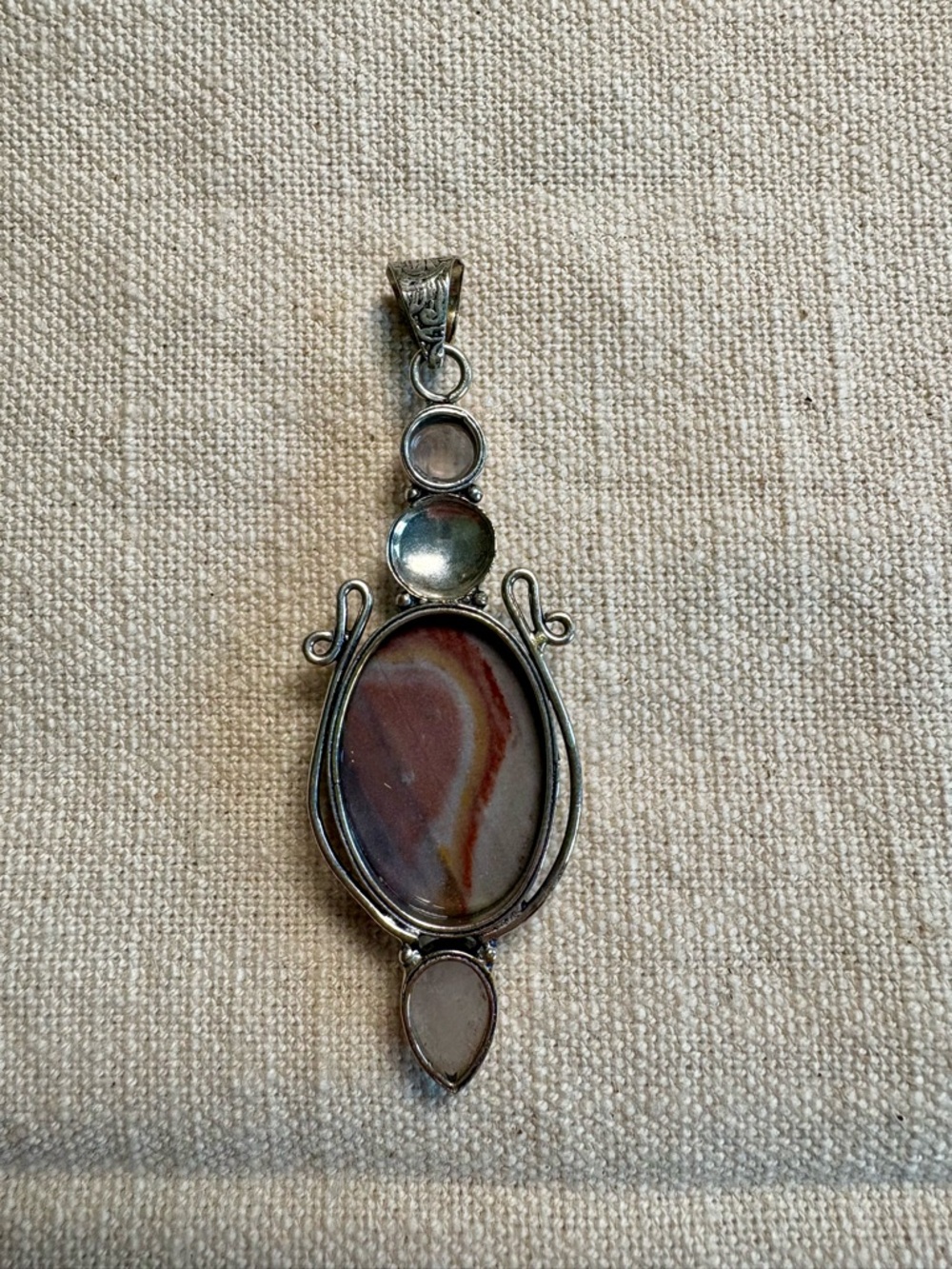 Banded Agate Multi-Stone Statement Pendant - Picture 2 of 3